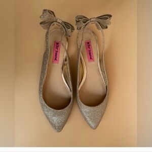 Betsey Johnson - Gold Slingback Flats with Bow Details